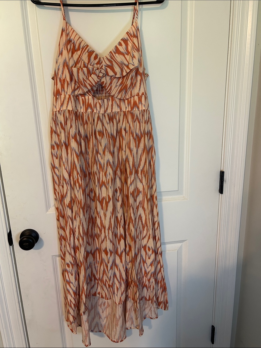 Nine West Cream and Orange Printed Maxi Dress with Spaghetti Straps